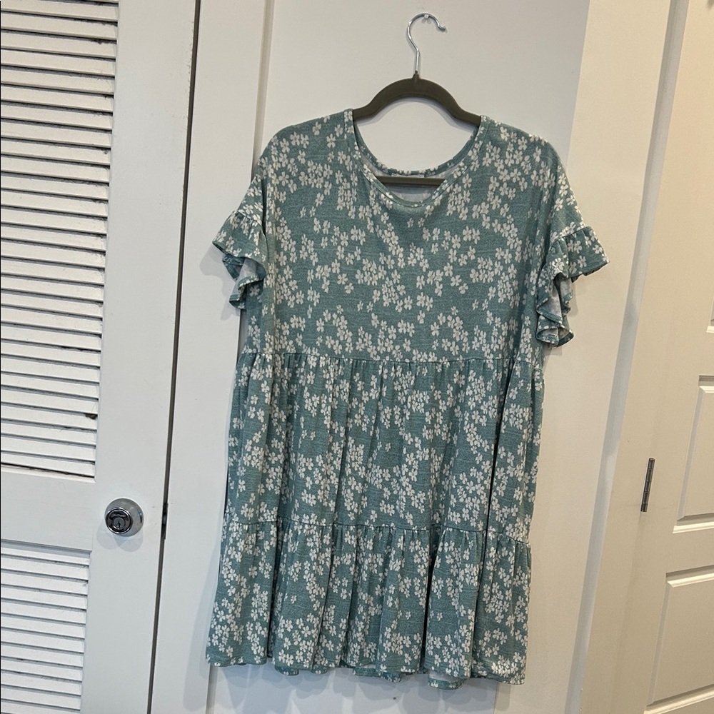 Floral Ruffle Sleeve Babydoll Dress or Long Tunic